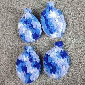 Handmade Reusable Crochet Water Balloons 4 Pack Blue White Variegated Soft Yarn